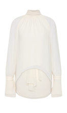 Load image into Gallery viewer, CARLA ZAMPATTI Ivory Georgette High Low Blouse
