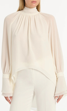 Load image into Gallery viewer, CARLA ZAMPATTI Ivory Georgette High Low Blouse