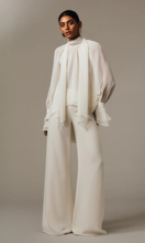 Load image into Gallery viewer, CARLA ZAMPATTI Ivory Georgette High Low Blouse