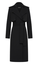 Load image into Gallery viewer, CARLA ZAMPATTI Black Crepe Double-Breasted Trench Coat