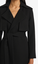 Load image into Gallery viewer, CARLA ZAMPATTI Black Crepe Double-Breasted Trench Coat