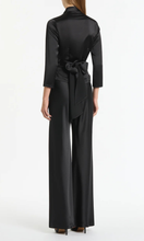 Load image into Gallery viewer, CARLA ZAMPATTI Black Satin Wrap Top