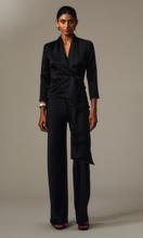 Load image into Gallery viewer, CARLA ZAMPATTI Black Satin Wrap Top