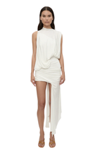 Load image into Gallery viewer, Christopher Esber Cumulus Tucked Mini Dress in White at SAINTE