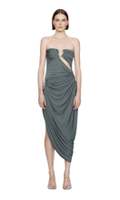Load image into Gallery viewer, CHRISTOPHER ESBER Orica Crystal Ruched Jersey Strapless Dress