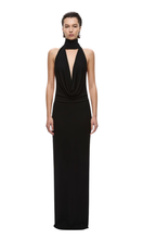 Load image into Gallery viewer, MISHA The Cowl Neck Jersey Dress in Black at SAINTE
