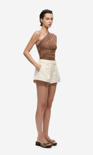 Load image into Gallery viewer, MISHA The Interwoven Silk Tulle Top in Mocha at SAINTE