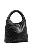 Load image into Gallery viewer, Rylan Alt-Leather Woven Small Tote Bag Black at Amara Home