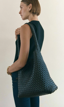 Load image into Gallery viewer, Rylan Black Recycled Alt-Leather Woven Large Tote at Amara Home
