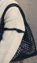 Load image into Gallery viewer, Rylan Alt-Leather Woven Small Tote Bag Black at Amara Home