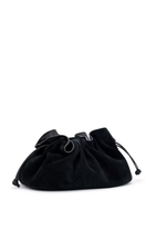 Load image into Gallery viewer, Rylan 35.79 Camille Clutch Bag in Black Suede at SAINTE