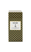 Load image into Gallery viewer, Astier de Villatte Eau Chic 50ml perfume fragrance in luxurious green box decorated with gold clover motifs, available at Amara Home.