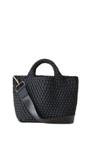 Load image into Gallery viewer, Naghedi handwoven neoprene St. Barths Small Tote bag in Onyx, available at Amara Home.
