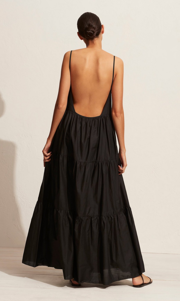 MATTEAU | The Tiered Low Back Sundress | Black | Amara Home  SAINTE The  Store