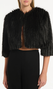 CARLA ZAMPATTI Black Piuma Fur Bolero