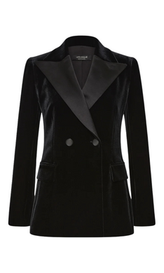 CARLA ZAMPATTI Black Velvet Tuxedo Jacket