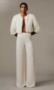 CARLA ZAMPATTI Ivory Piuma Fur Bolero