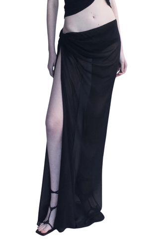 COURTNEY ZHENG Florens Silk Georgette Knot Skirt