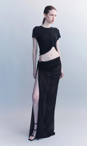 COURTNEY ZHENG Florens Silk Georgette Knot Skirt