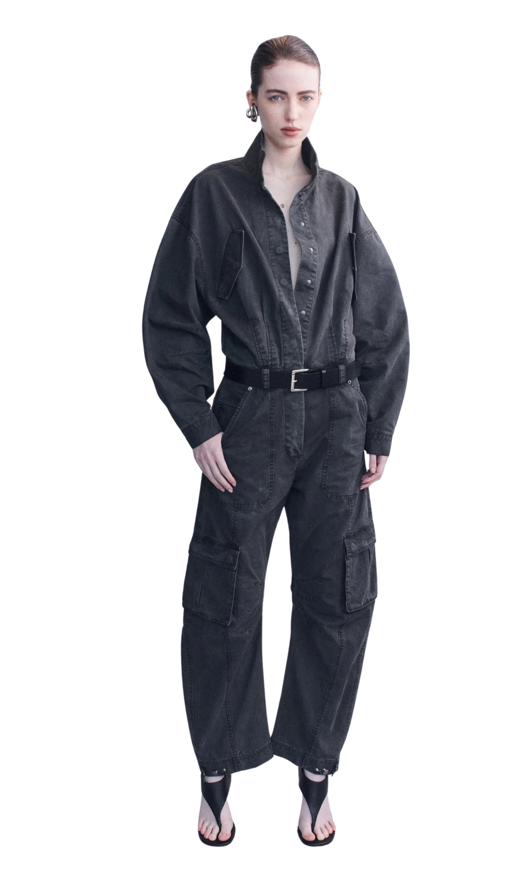 COURTNEY ZHENG Gunther Cotton Drill Cargo Jumpsuit