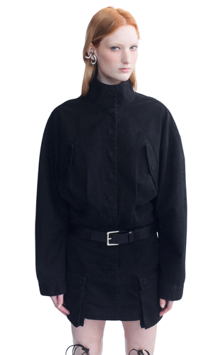 COURTNEY ZHENG Gunther Cotton Drill Cargo Mini Dress