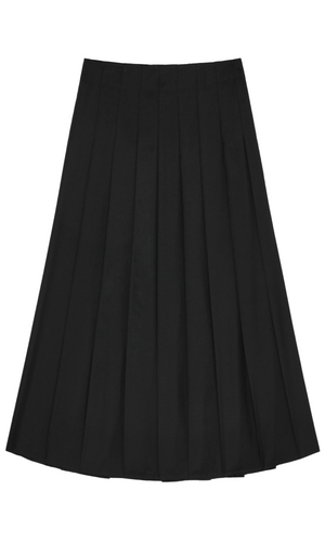 COURTNEY ZHENG Hilde Raw Edge Pleated Wool Skirt