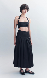COURTNEY ZHENG Hilde Raw Edge Pleated Wool Skirt