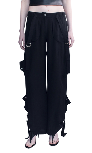 COURTNEY ZHENG Larson Silk Crepe Cargo Pants