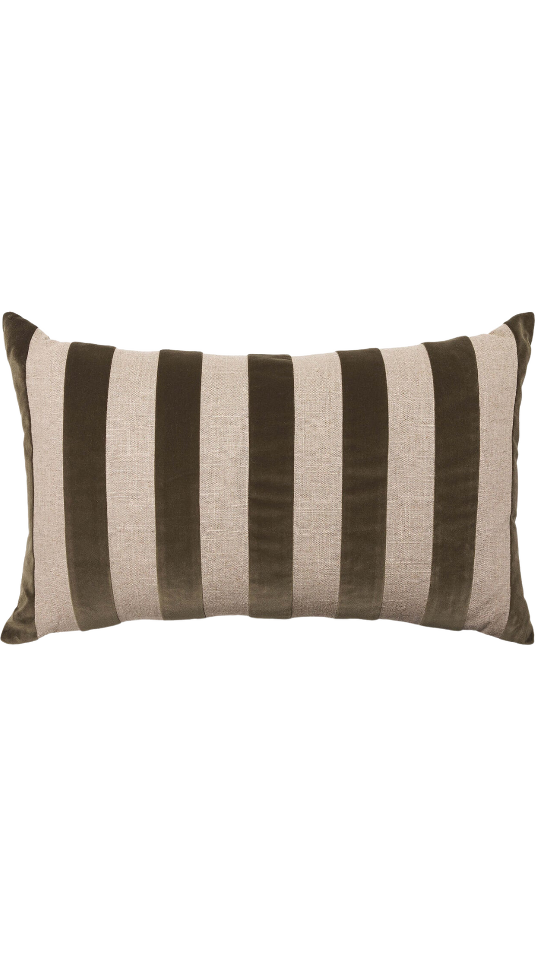 L&M Home Etro Velvet Striped Cushion Olive at Amara Home 