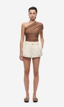 Load image into Gallery viewer, MISHA The Interwoven Silk Tulle Top in Mocha at SAINTE
