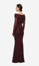 Load image into Gallery viewer, MISHA The Kali Ruffle Lace Maxi Dress in Currant at SAINTE
