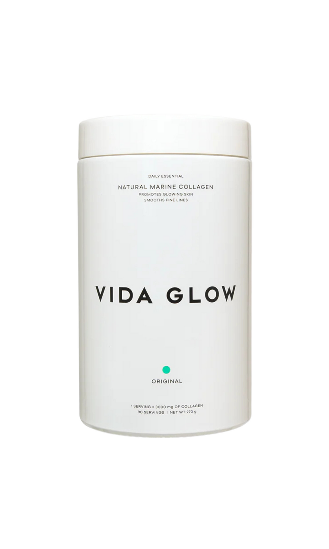 VIDA GLOW Natural Marine Collagen Powder 270g Glass Tub Original