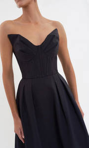 REBECCA VALLANCE Luiza Strapless Midi Dress