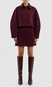 REBECCA VALLANCE Merlot Cropped Jacket