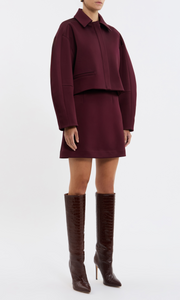 REBECCA VALLANCE Merlot Cropped Jacket