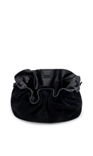 Load image into Gallery viewer, Rylan 35.79 Camille Clutch Bag in Black Suede at SAINTE
