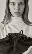 Load image into Gallery viewer, Rylan 35.79 Camille Clutch Bag in Black Suede at SAINTE
