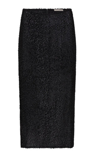 ST. AGNI Feathered Silk Skirt