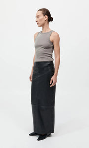 ST. AGNI Leather Column Skirt