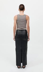 ST. AGNI Leather Column Skirt