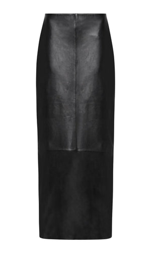 ST. AGNI Leather Column Skirt