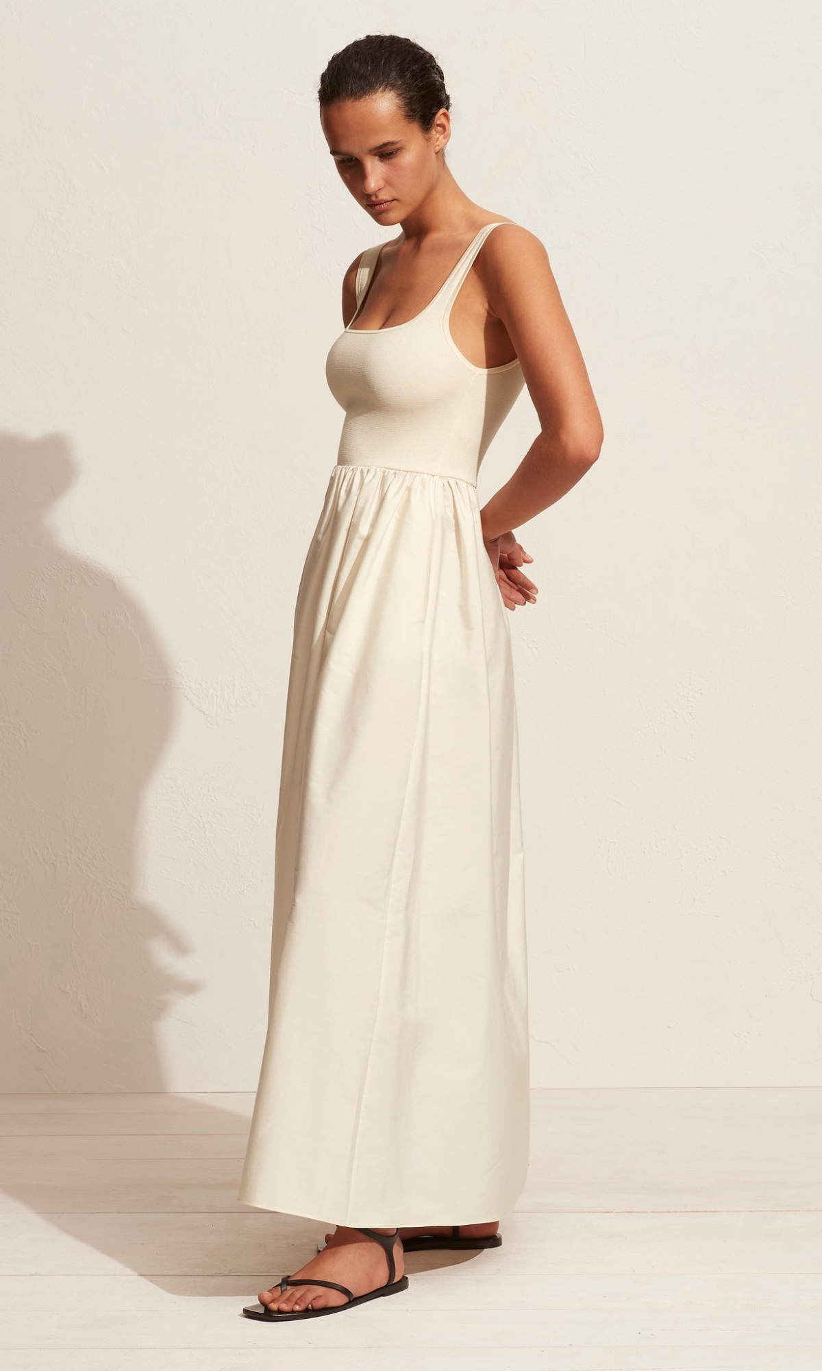 MATTEAU | The Knit and Cotton Dress | Ecru